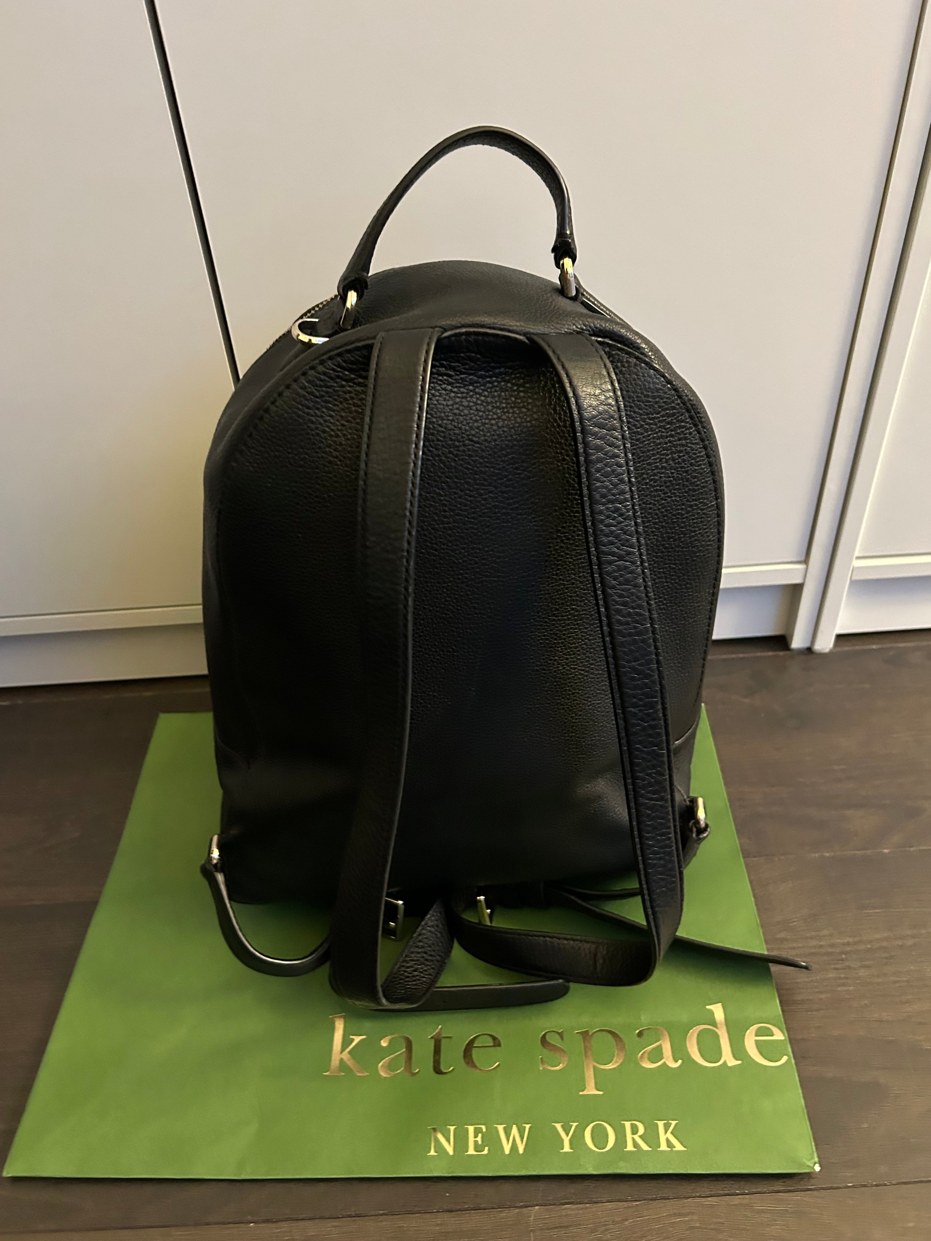 Kate Spade Hudson Large Black Pebbled Leather Backpack Lightly Used — Genuine Leather