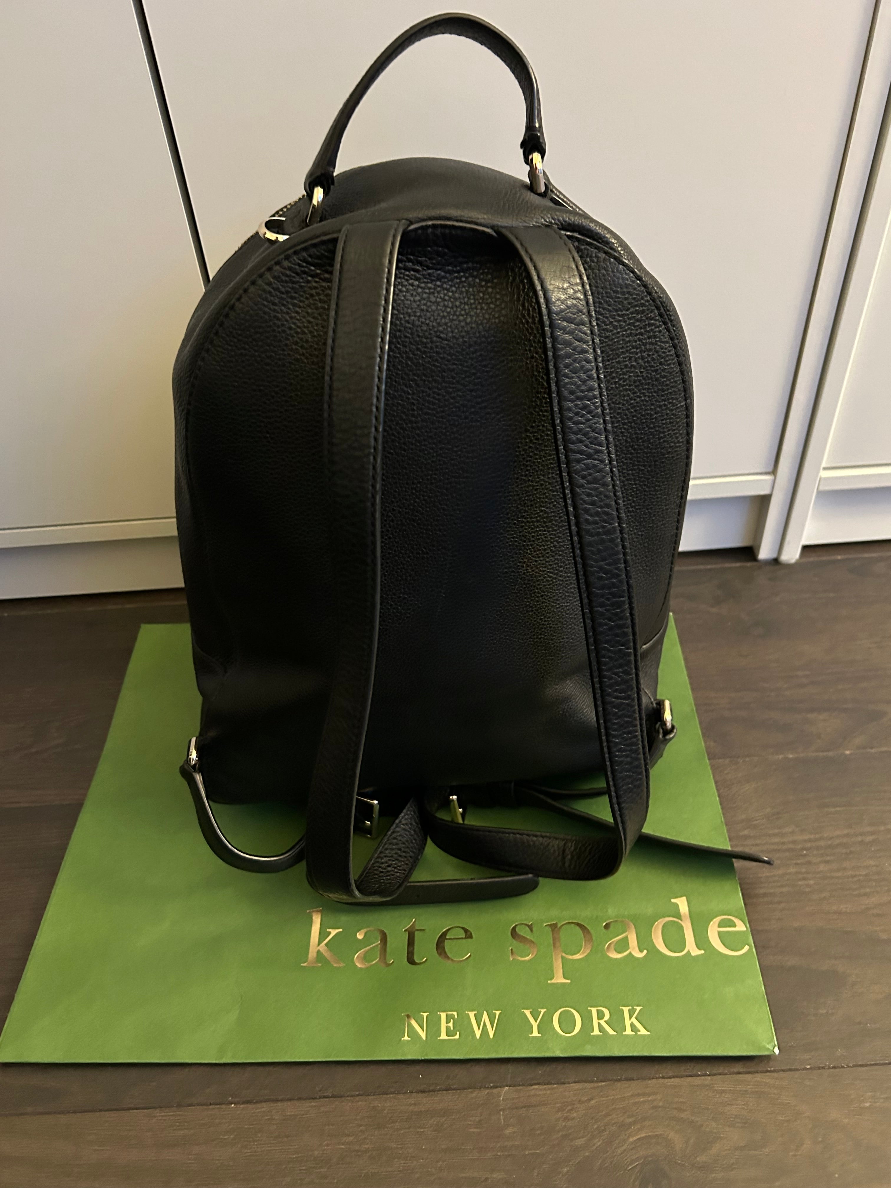 Kate Spade Hudson Large Black Pebbled Leather Backpack Lightly Used — Genuine Leather