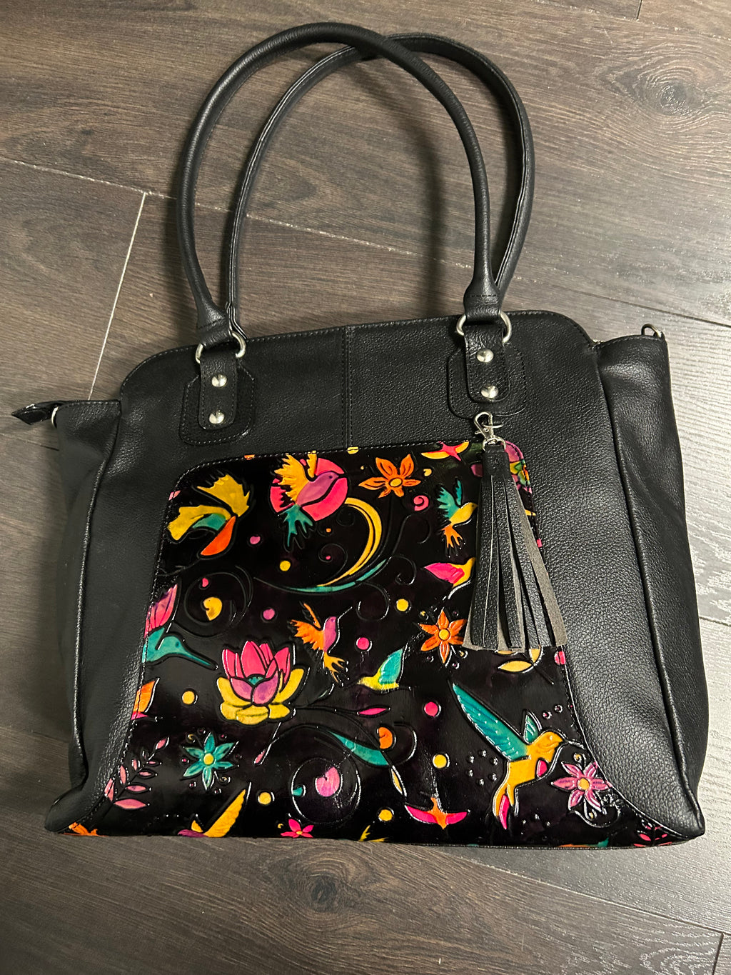 Authentic Columbian Leather Shoulder Tote Bag for Women—Nature Inspired Artisan Design New with Tag