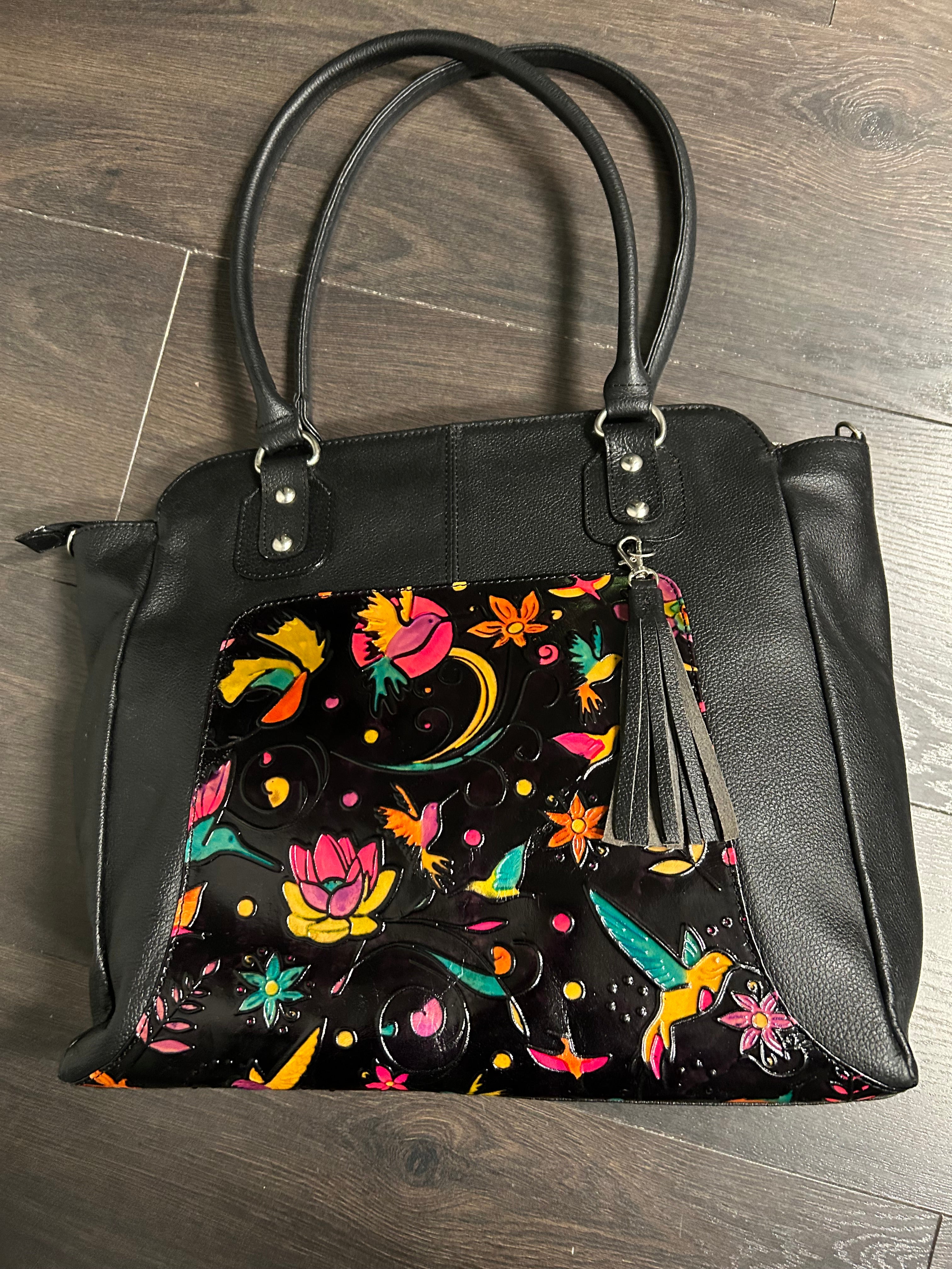 Authentic Columbian Leather Shoulder Tote Bag for Women—Nature Inspired Artisan Design New with Tag