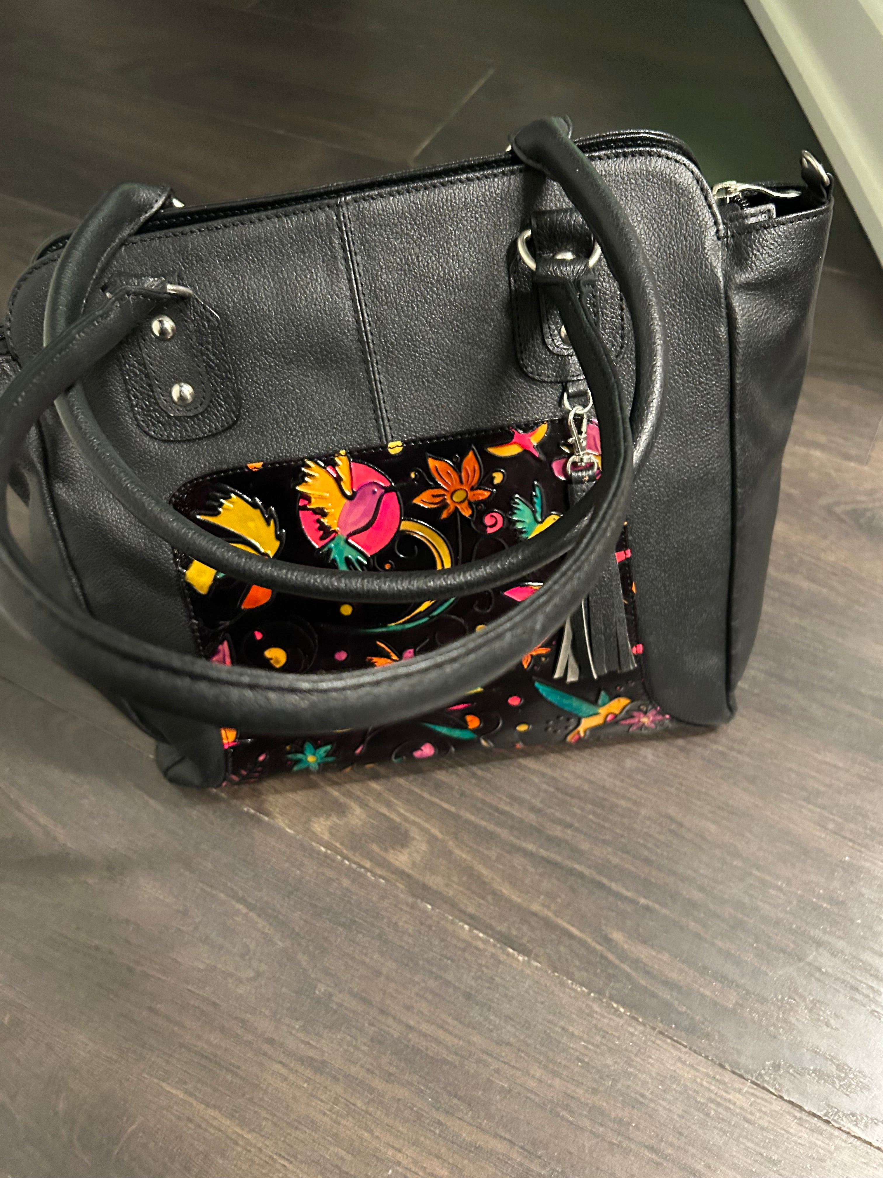 Authentic Columbian Leather Shoulder Tote Bag for Women—Nature Inspired Artisan Design New with Tag