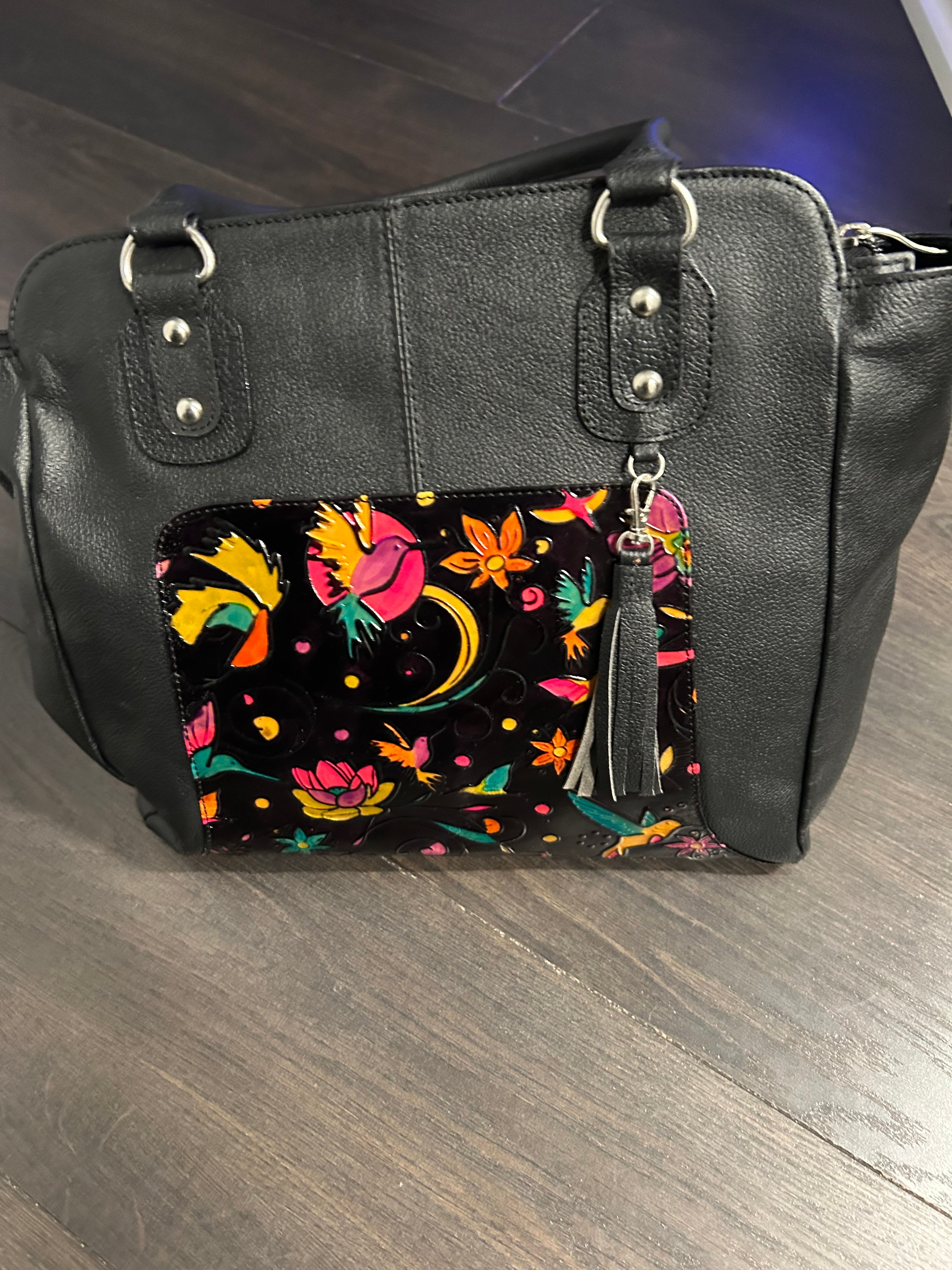 Authentic Columbian Leather Shoulder Tote Bag for Women—Nature Inspired Artisan Design New with Tag