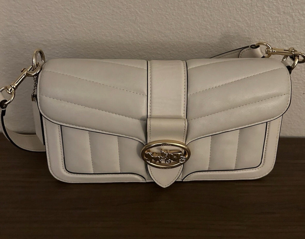 Authentic Coach Quilted Leather Shoulder Bag – Chalk/Cream – Excellent Pre-Owned Condition