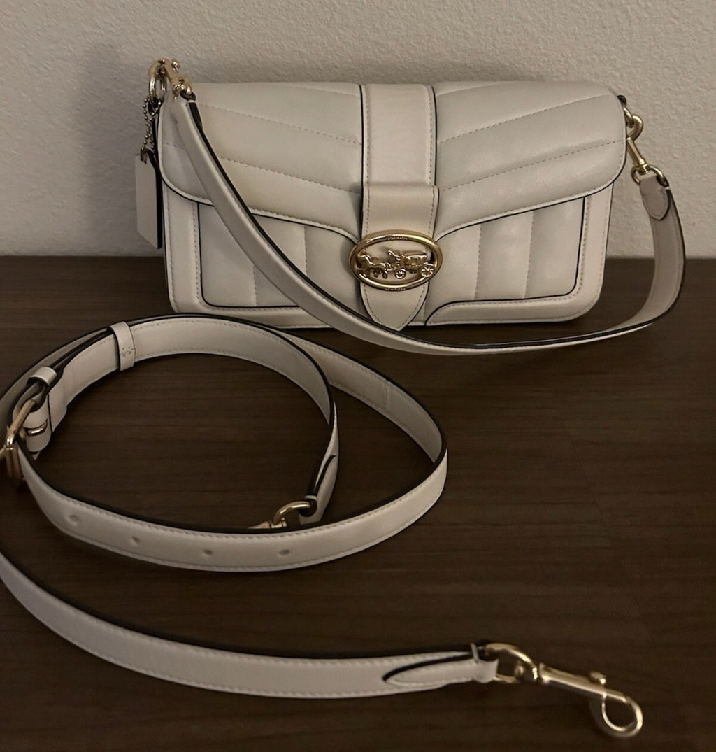 Authentic Coach Quilted Leather Shoulder Bag – Chalk/Cream – Excellent Pre-Owned Condition