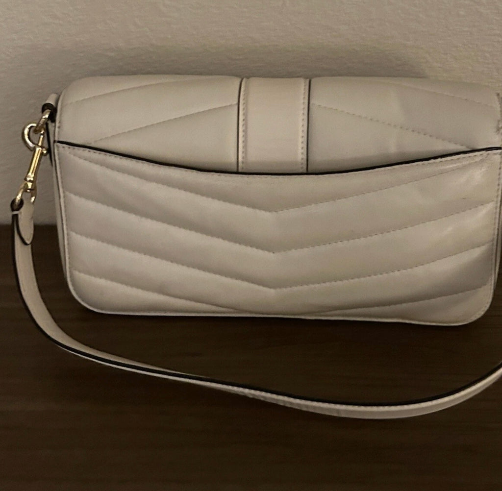 Authentic Coach Quilted Leather Shoulder Bag – Chalk/Cream – Excellent Pre-Owned Condition